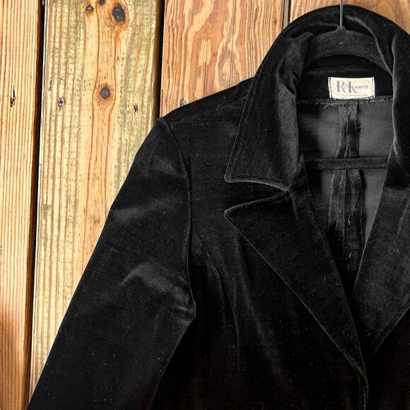 Vintage 1960s R&K Knits Velvet Blazer - Button Front - Shoulder Pads - Women's M - Picture 5 of 11